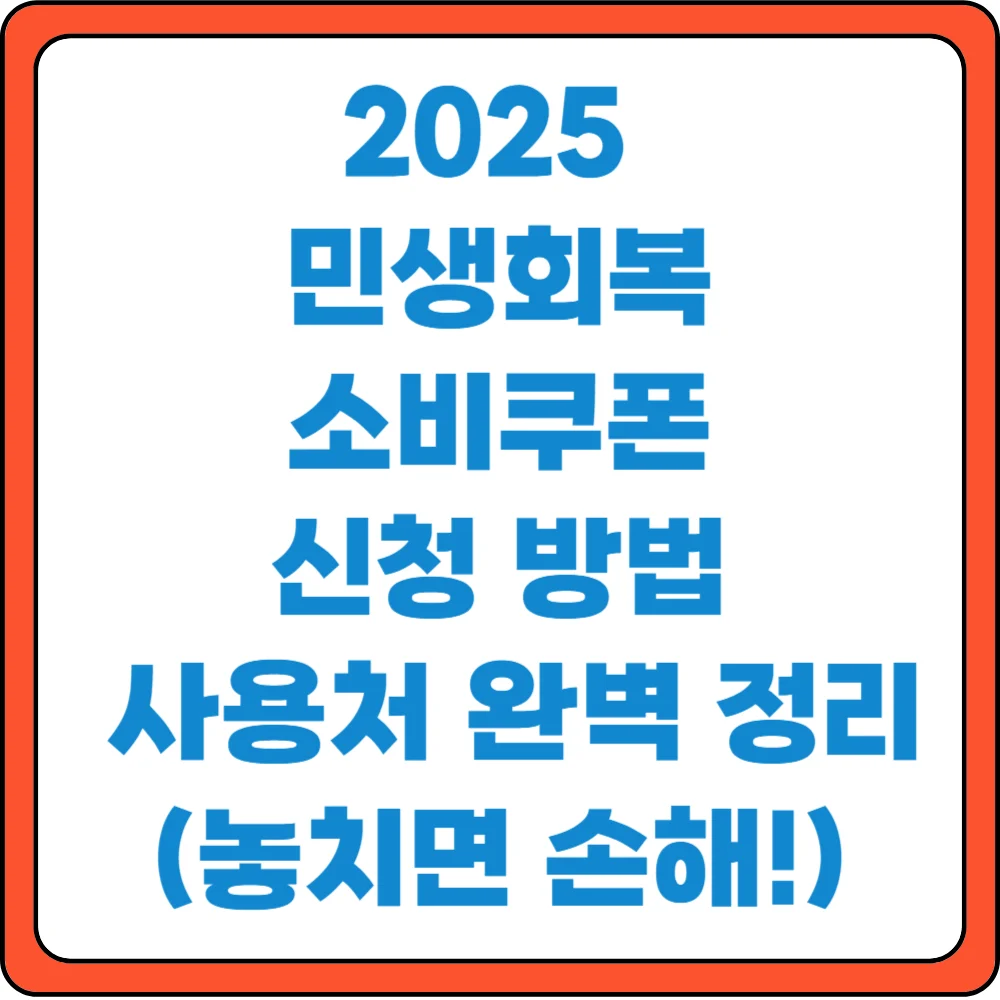 2025 민생회복 소비쿠폰 신청방법 사용처 완벽 정리