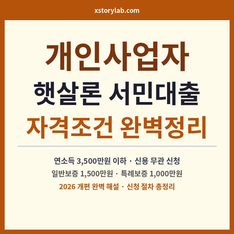 개인사업자 햇살론 서민대출 자격조건 완벽정리