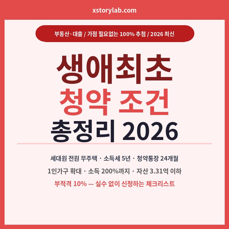 생애 최초 청약 조건 총정리 2026