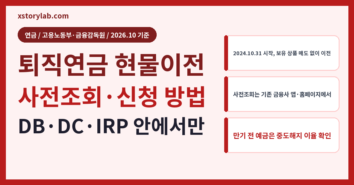 퇴직연금 현물이전 신청 방법 2026 사전조회·이전 가능 상품