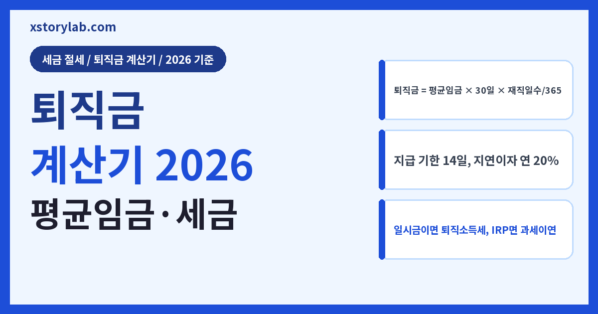 퇴직금 계산기 2026 평균임금·재직일수 계산과 퇴직소득세