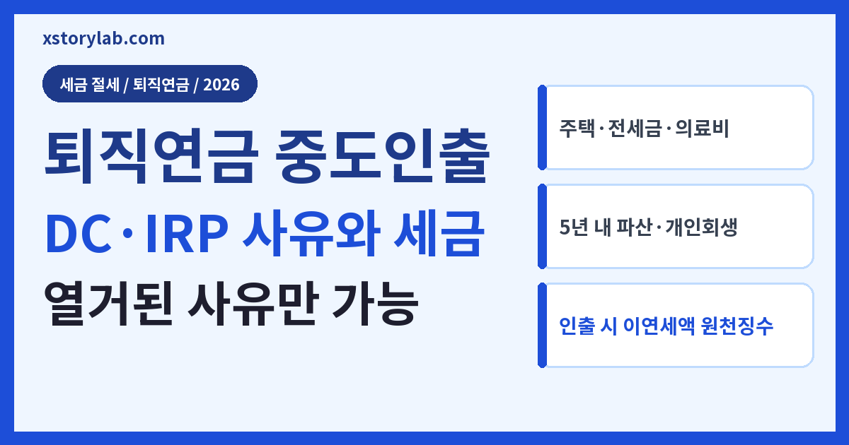 퇴직연금 중도인출 2026 DC·IRP 사유와 세금