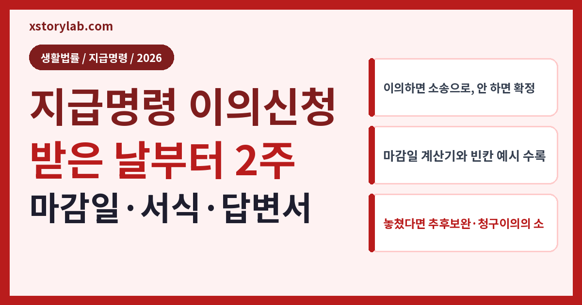 지급명령 이의신청 받은 날부터 2주 마감일·서식·답변서